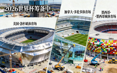 2026世界杯筹备新闻图片，展示美加墨三国体育场馆